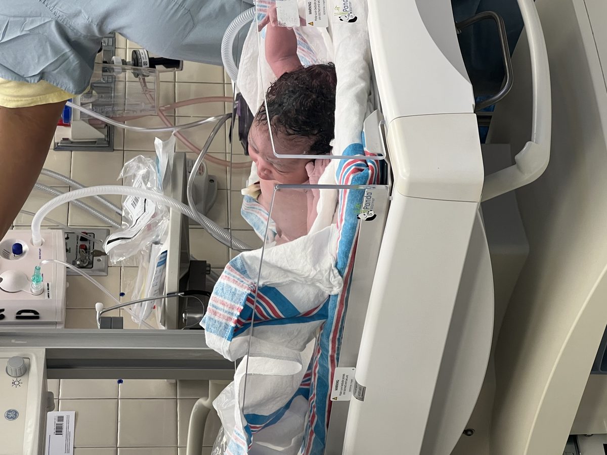 Newborn in delivery room